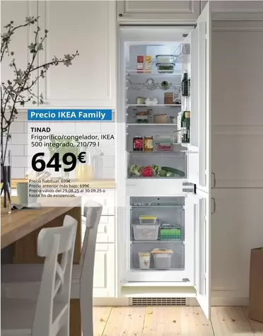 Tinad - Frigorifico/Congelador, Ikea 500 Integrado, 210/79 L