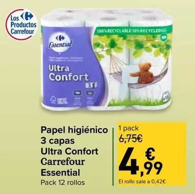 carrefour - Papel Higiénico 3 Capas Ultra Confort Essential