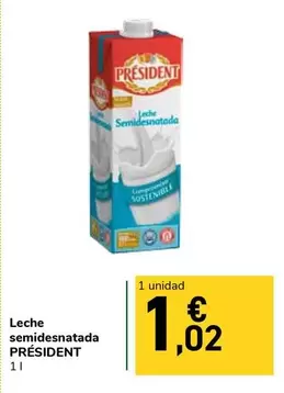 Président - Leche Semidesnatada