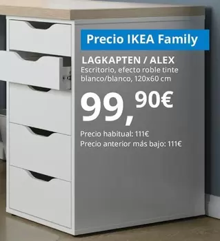Lagkapten / Alex - Escritorio, Efecto Roble Tinte Blanco/blanco