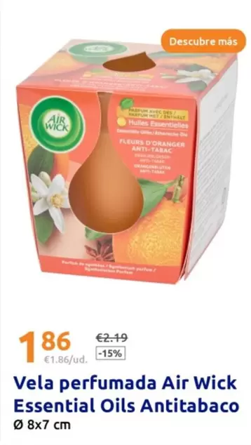 Air Wick - Vela Perfumada  Essential Oils Antitabaco
