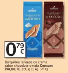 Consum - Barquillos Rellenos De Crema Sabor Chocolate O Nata