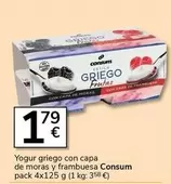Consum - Yogur Griego Con Capa De Moras Y Frambuesa Pack 4x