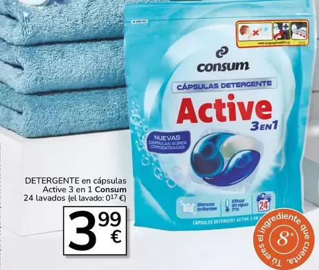 Consum - Detergente En Cápsulas Active 3 En 1