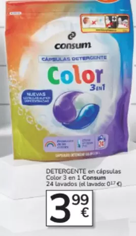 Consum - Detergente En Cápsulas Color 3 En 1