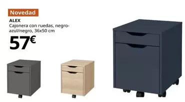 Alex - Cajonera Con Ruedas, Negro-azul/negro