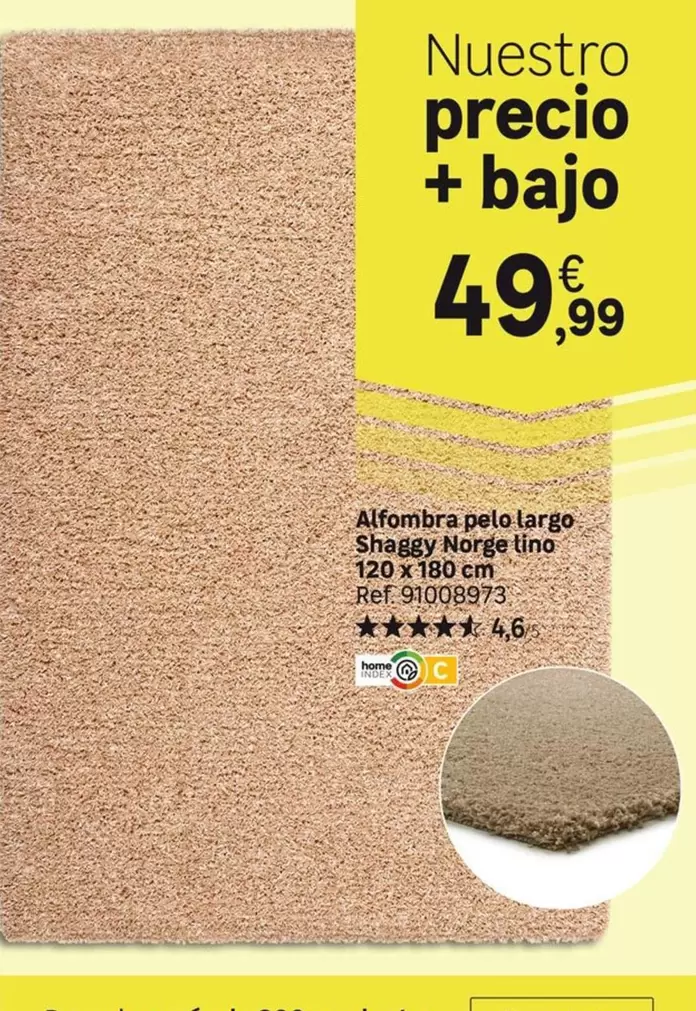 Alfombra Pelo Largo Shaggy Norge Tino 120x180 Cm