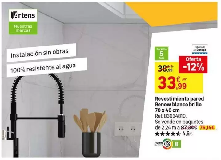Revestimiento Pared Renow Blanco Brillo