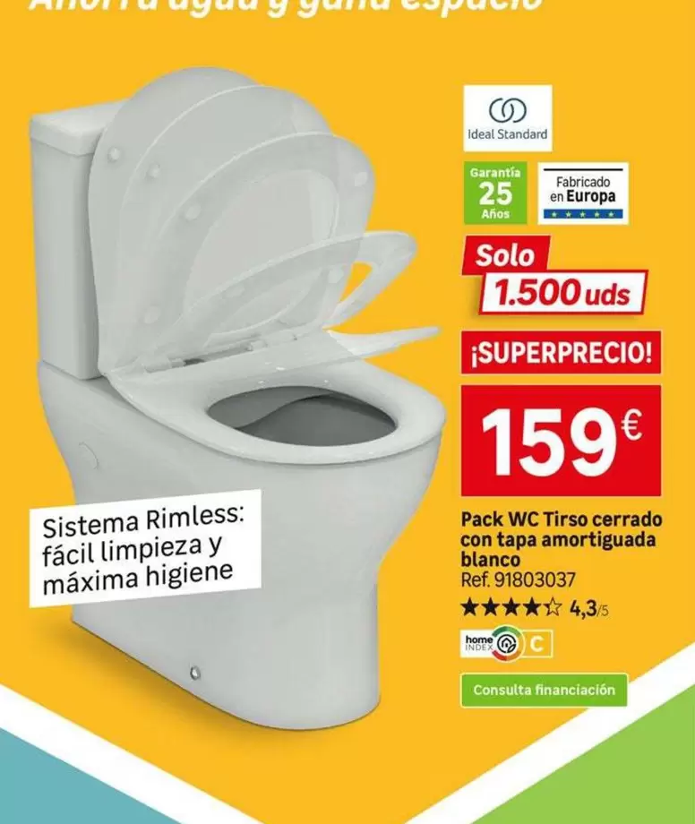 Pack Wc Tirso Cerrado Con Tapa Amortiguada Blanco