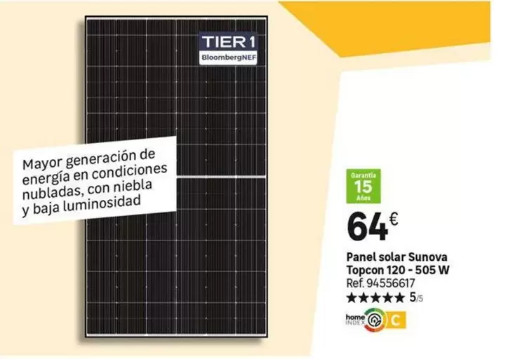 Panel Solar Sunova Topcon 120-505 W