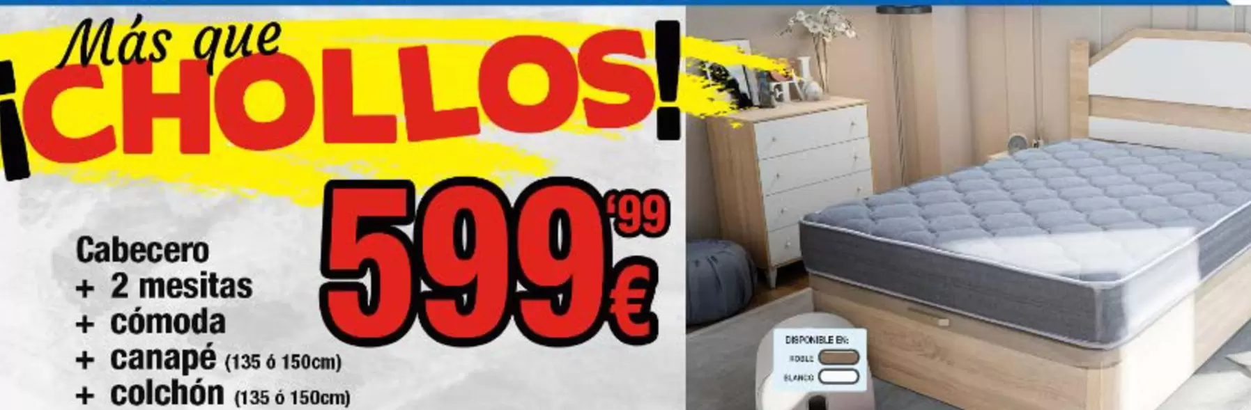 Blanco - Cabecero + 2 Mesitas + Commoda + Campapé