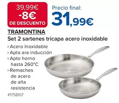 tramontina - Set 2 Sartenes Tricapa Acero Inoxidable