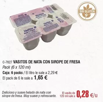 Vasitos De Nata Con Sirope De Fresa