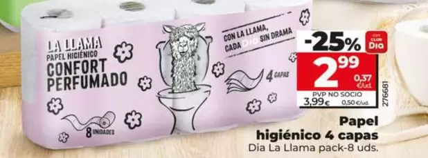 Dia La Llama - Papel Higiénico 4 Capas Pack-8 Uds.