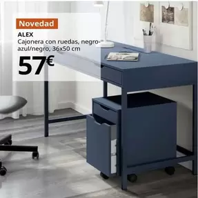 Alex - Cajonera Con Ruedas, Negro-azul/negro