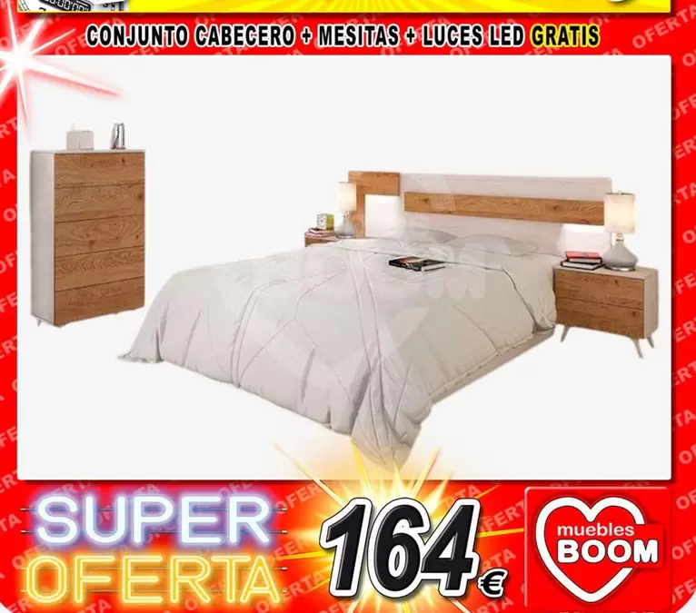 Conjunto Cabecero Mesitas + Luces Led Gratis