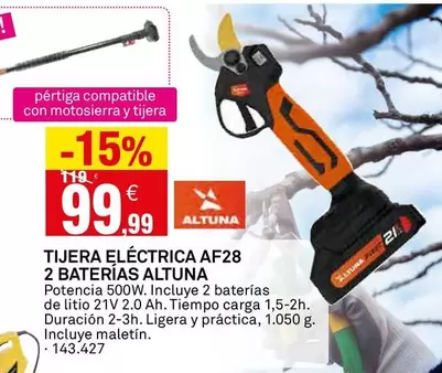 Altuna - Tijera Eléctrica AF28 2 Baterias