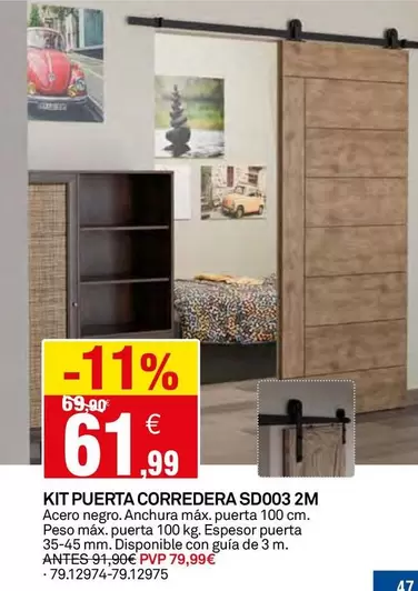 Kit Puerta Corredera SD003 2M