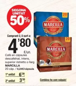 Marcilla - Cafe En Capsules Descafeinat, Intens, Superior Ristretto O Llarg