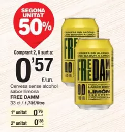 Free Damm - Cervesa sense alcohol sabor llimona