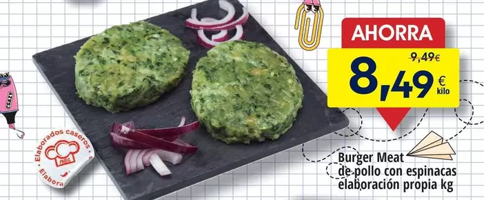 Burger Meat De Pollo Con Espinacas Elaboracion Propia