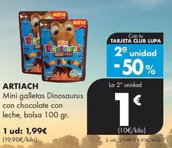 Artiach - Mini Galletas Dinosaurus Con Chocolate Con Leche