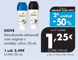 Dove - Desodorante Advanced Care Original O Invisible, Roll-on