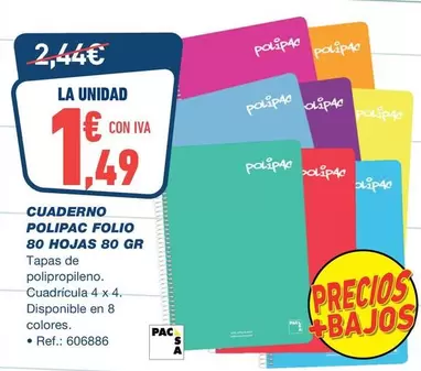 Polipac - Cuaderno Folio 80 Hojas 80 Gr