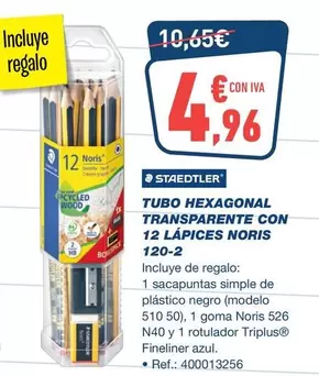 Staedtler - Tubo Hexagonal Transparente Con 12 Lápices Noris