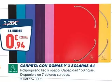 Exacompta - Carpeta Con Gomas Y 3 Solapas A4