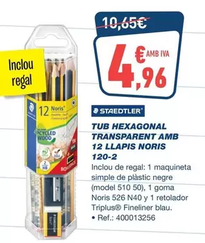Staedtler - Tub Hexagonal Transparent Amb 12 Llapis Noris 120-2