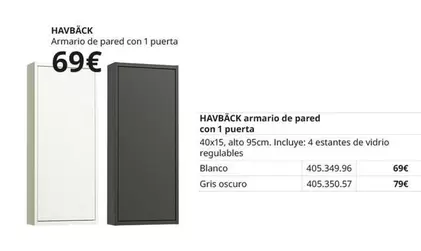 Blanco - Armario De Pared Con 1 Puerta