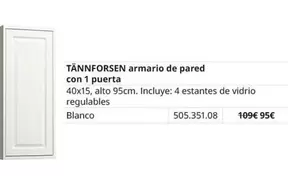 Blanco - Tannforsen Armario De Pared Con 1 Puerta