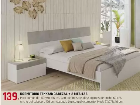 Dormitorio Tekkan: Cabezal + 2 Mesitas