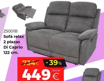 Sofá Relax 2 Plazas Di Caprio 122 Cm