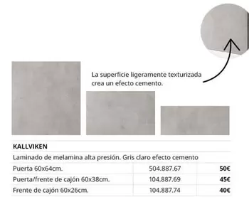Crea - Laminado De Melamina Alta Presion. Gris Claro Efecto Cemento