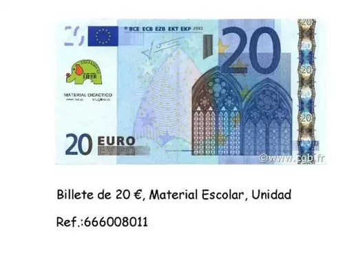 Billete De 20€, Material Escolar, Unidad