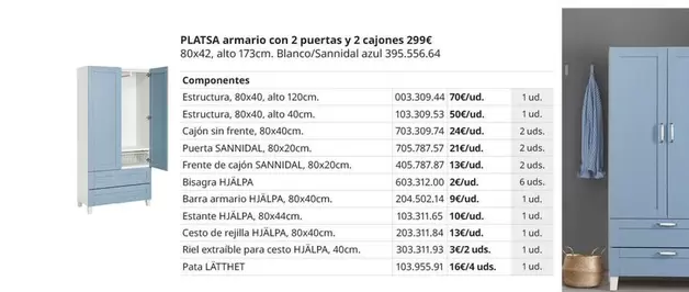 Platsa Armario Con 2 Puertas Y 2 Cajones