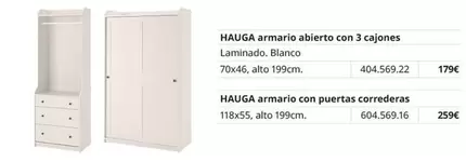 Blanco - Hauga Armario Abierto Con 3 Cajones