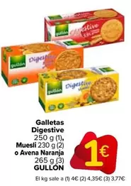 Gullón - Galletas Digestive/ Muesli O Avena Naranja