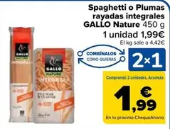 Gallo - Spaghetti O Plumas Rayadas Integrales Nature