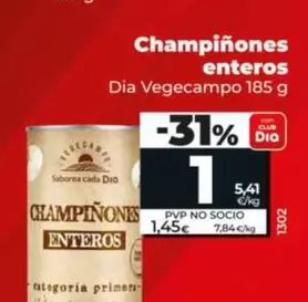 Dia Vegecampo - Champiñones Enteros 185 G