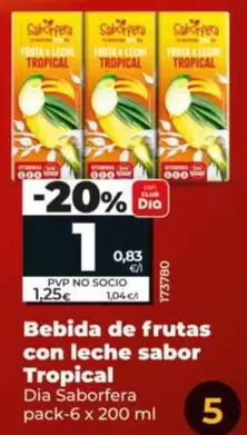 Dia Saborfera - Bebida De Frutas Con Leche Sabor Tropical  