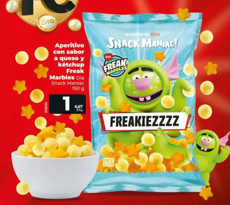 Dia Snack Maniac - Aperitivo Con Sabor A Queso Y Kétchup Freak Marbles 