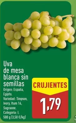Uva De Mesa Blanca Sin Semillas