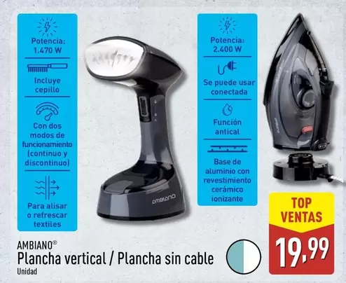Ambiano - Plancha Vertical / Plancha Sin Cable