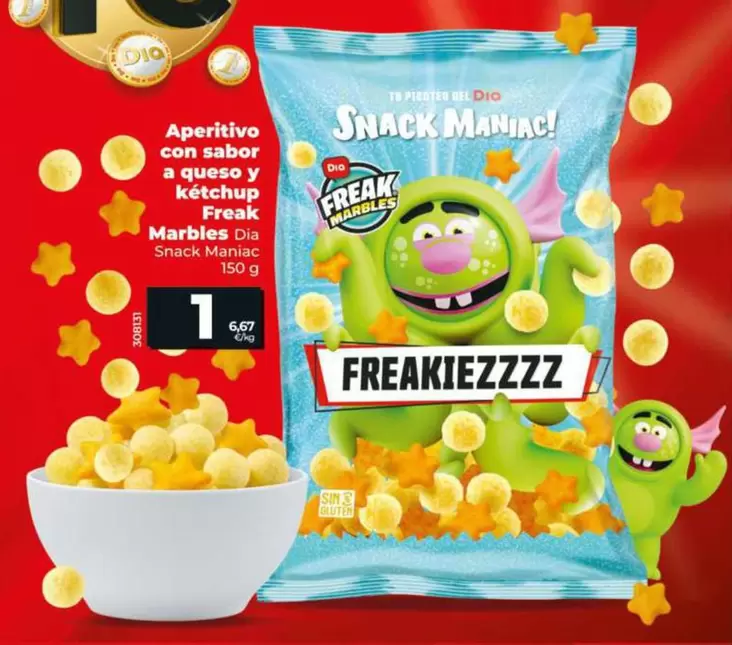 Dia Snack Maniac - Aperitivo Con Sabor A Queso Y Kétchup Freak Marbles