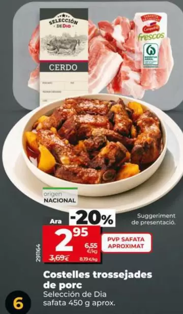 Seleccion De Dia - Costillas Troceadas De Cerdo Bandeja 450 G Aprox.