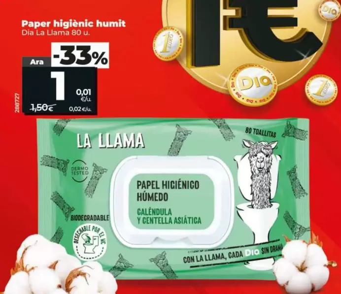 Dia La Llama - Papel Higiénico Húmedo 80 Uds.