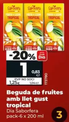Dia Saborfera - Bebida De Frutas Con Leche Sabor Tropical  Pack-6 X 200 Ml